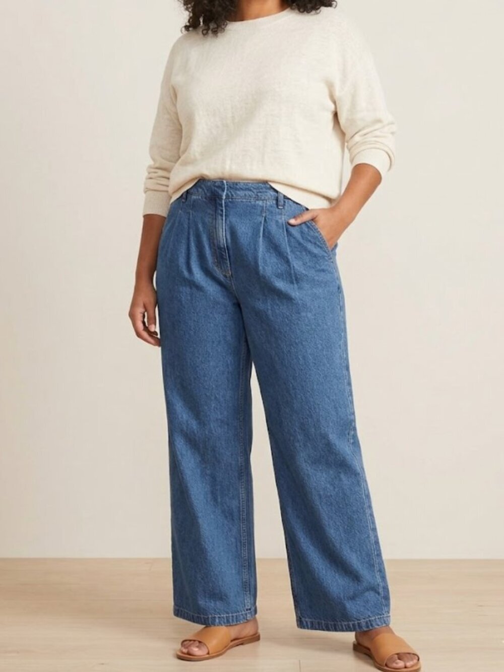 Abercrombie & Fitch High Rise Pleated Trouser Jeans 12/31 Short Blue Wide Leg